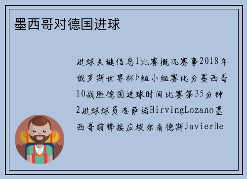 墨西哥对德国进球